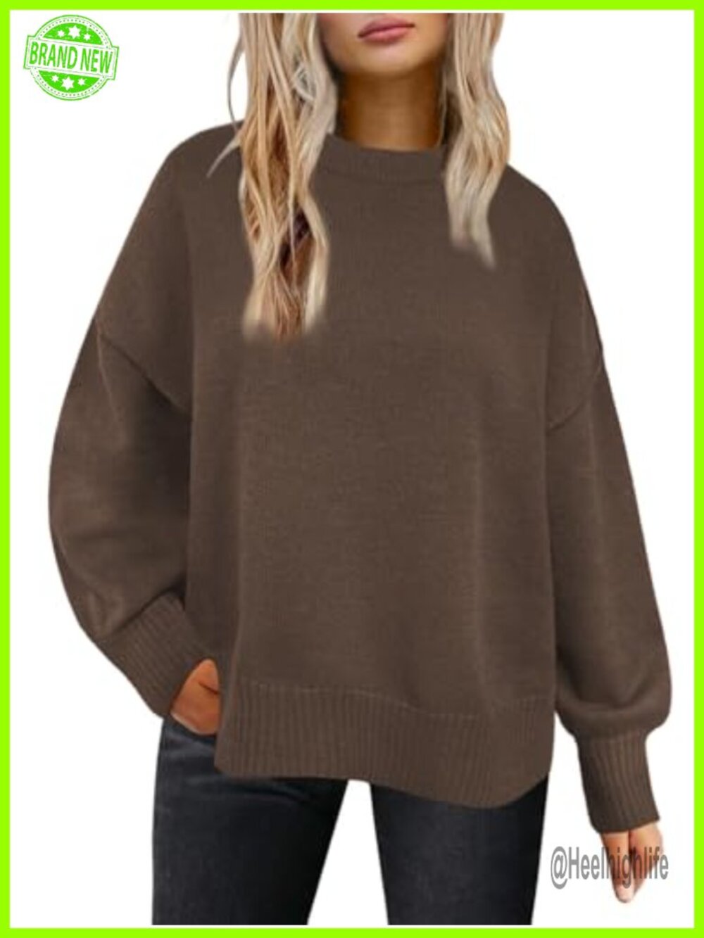 Oversized Crewneck Sweater Long Sleeve Pullover Tunic Top